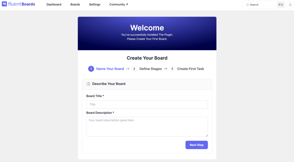 fluentboards setup wizard